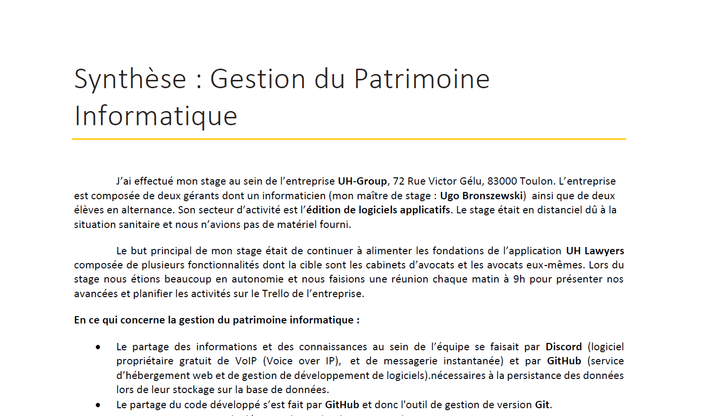 Screen du PDF de la synthèse sur la Gestion du Patrimoine Informatique